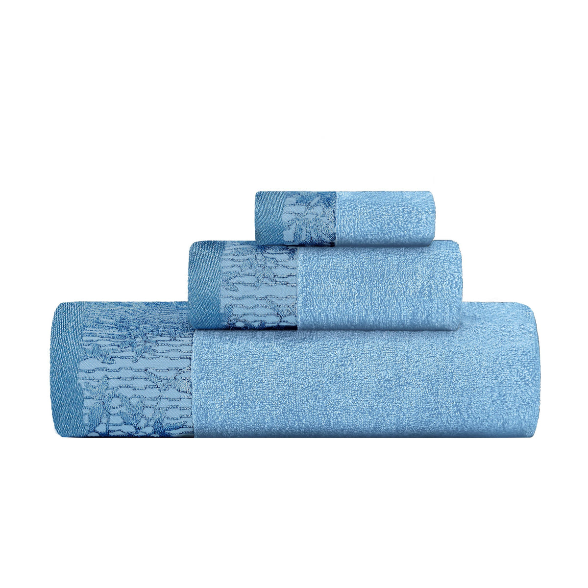 Superior Wisteria Cotton Floral Jacquard 3 Piece Towel Set