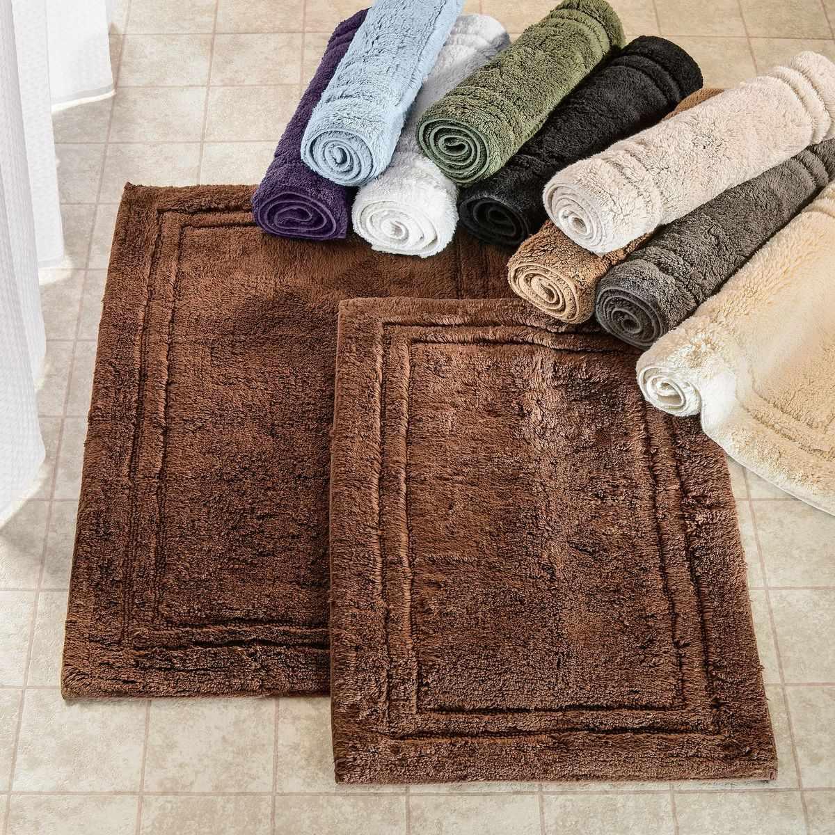 Non-Slip Absorbent Assorted Solid 2-Piece Bath Rug Set - Chocolate