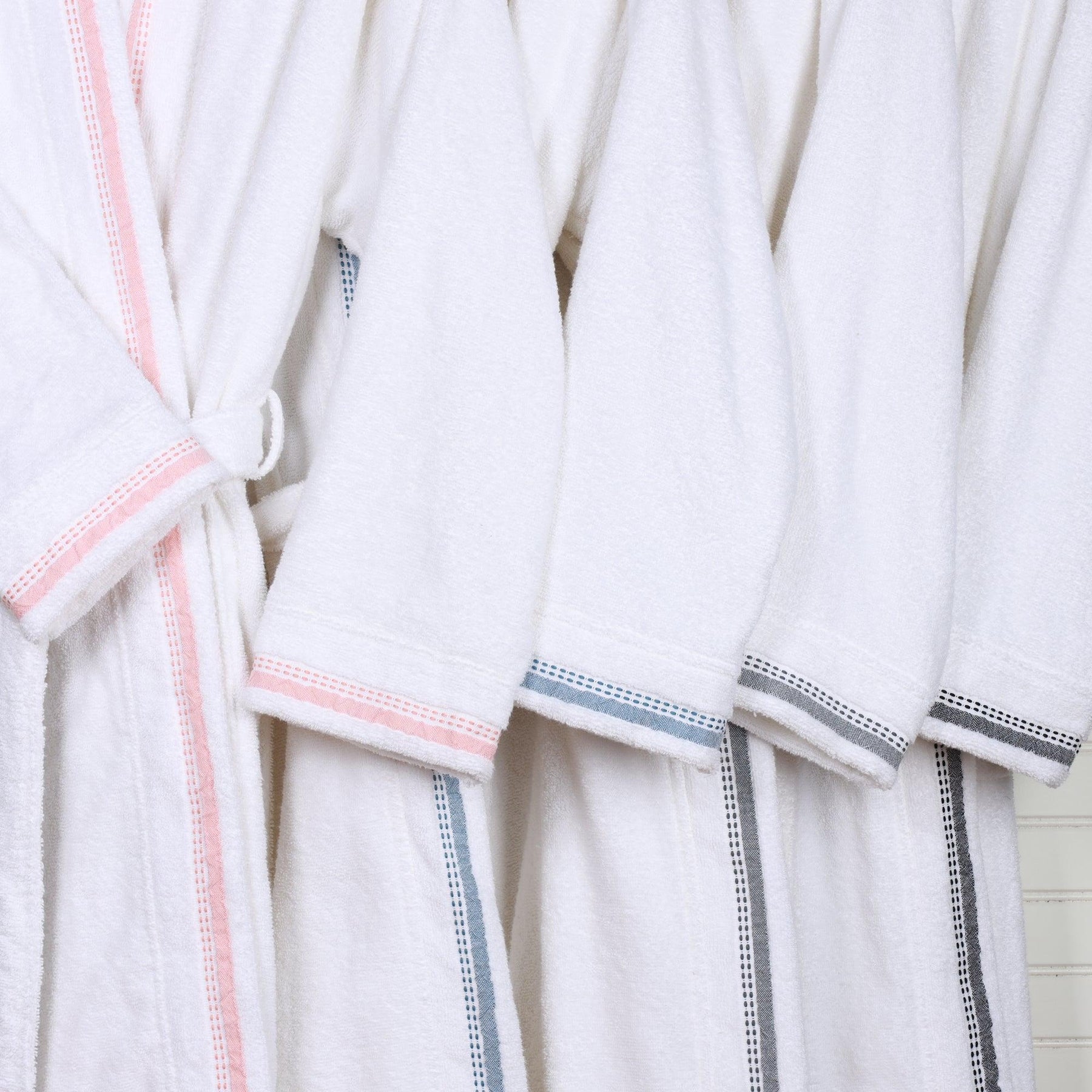 Turkish Cotton Terry Kimono Embroidered Super-Soft Unisex Bathrobe - Emberglow White