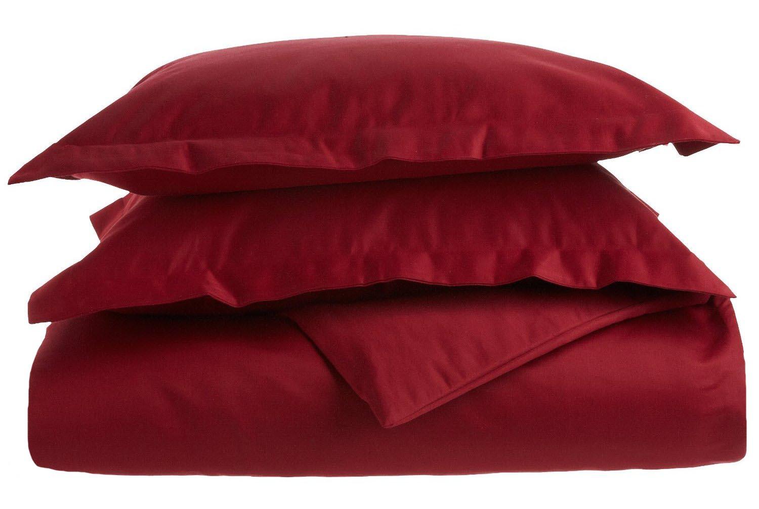 Superior Solid 1500-Thread Count Ultra-Soft Cotton Marrow Stitch Duvet Cover Set - Burgundy