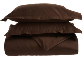 Superior Solid 1500-Thread Count Ultra-Soft Cotton Marrow Stitch Duvet Cover Set - Chocolate