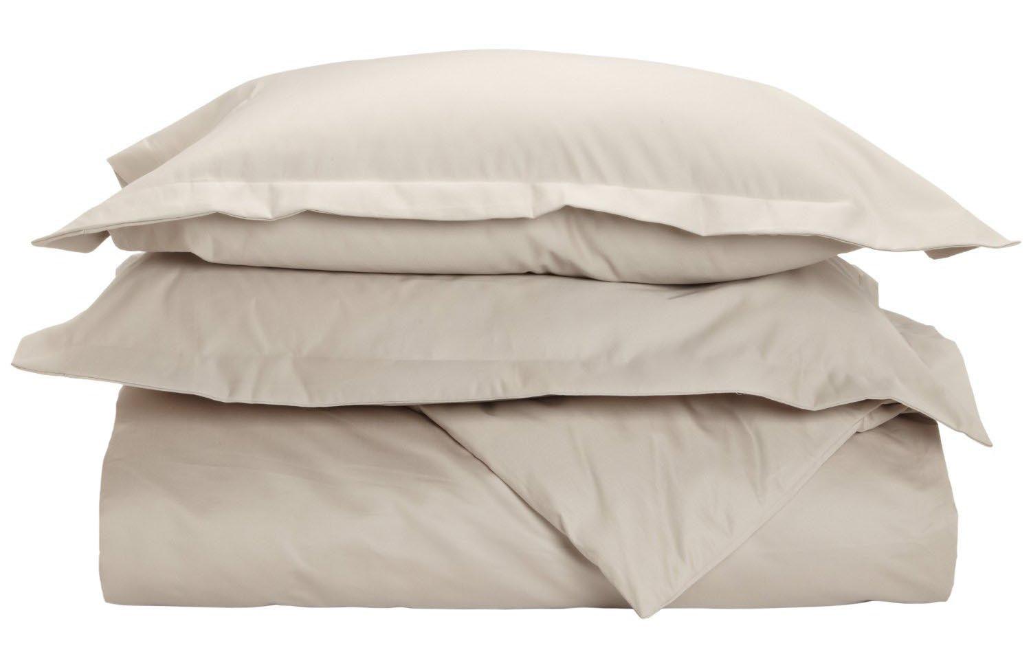 Superior Solid 1500-Thread Count Ultra-Soft Cotton Marrow Stitch Duvet Cover Set - Stone
