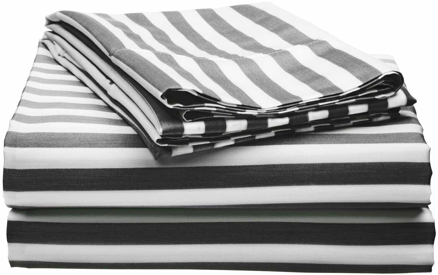 Superior Cotton and Polyester Blend Cabana Stripe Sheet Set - Black