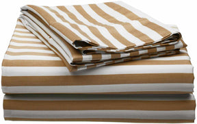 Superior Cotton and Polyester Blend Cabana Stripe Sheet Set - Taupe
