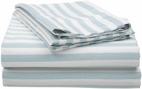 Superior Cotton and Polyester Blend Cabana Stripe Sheet Set - Light Blue