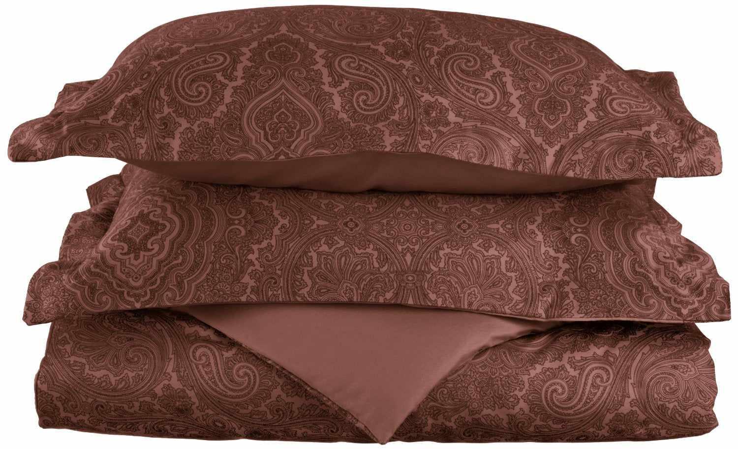  Superior Italian Paisley Cotton Blend Duvet Cover Set - Chocolate