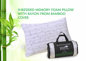  Shredded Memory Foam Pillow with Removable Rayon from Bamboo Cover - White