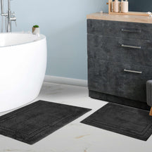 Non-Slip Absorbent Assorted Solid 2-Piece Bath Rug Set - Black