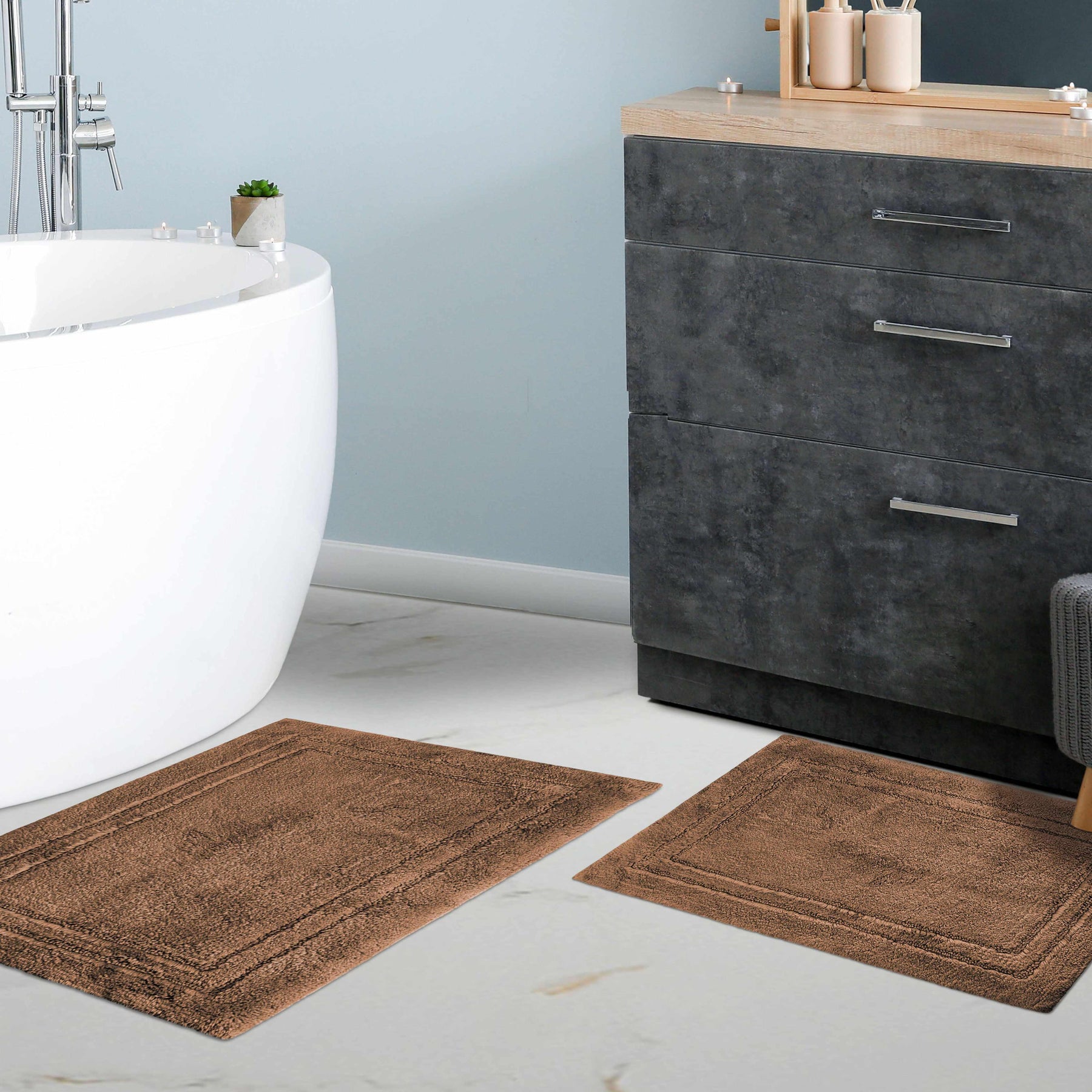 2 Pieces Modern Non-Slip Soft Bath Mat Set Abstract Bathroom Rugs