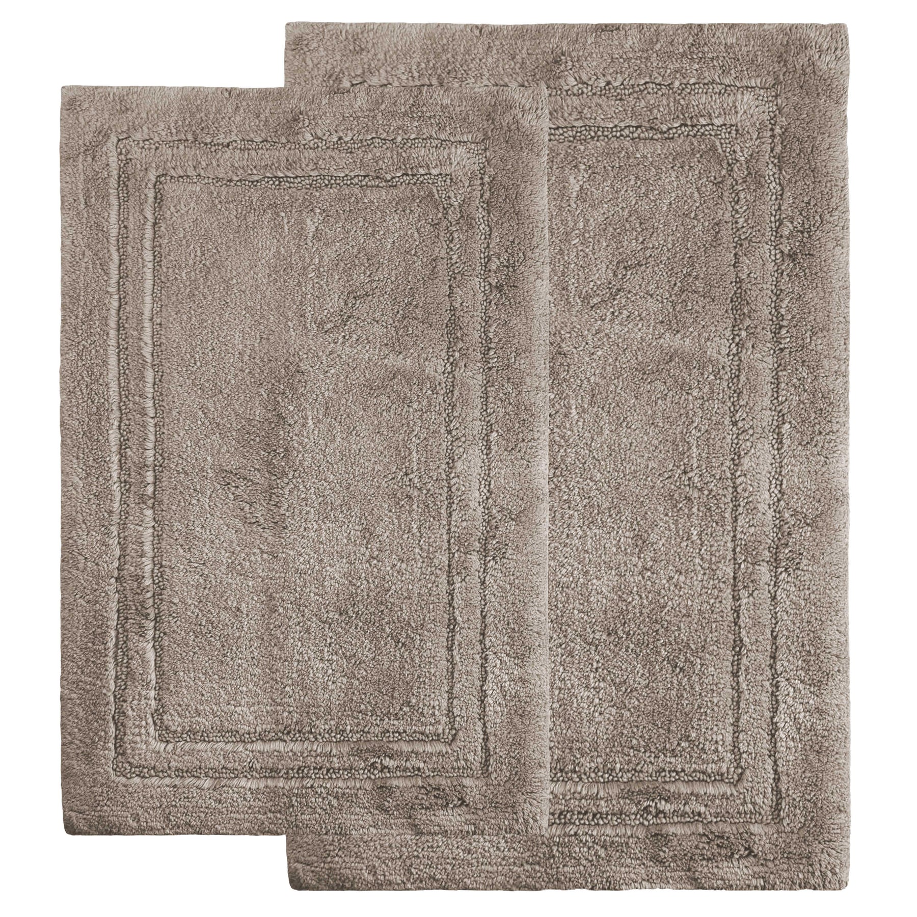 Non-Slip Absorbent Assorted Solid 2-Piece Bath Rug Set - Stone