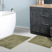 Non-Slip Absorbent Assorted Solid 2-Piece Bath Rug Set - Forest Green