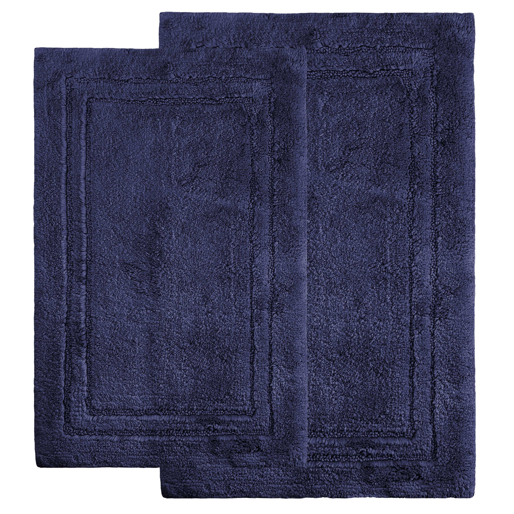 Non-Slip Absorbent Assorted Solid 2-Piece Bath Rug Set - Navy Blue