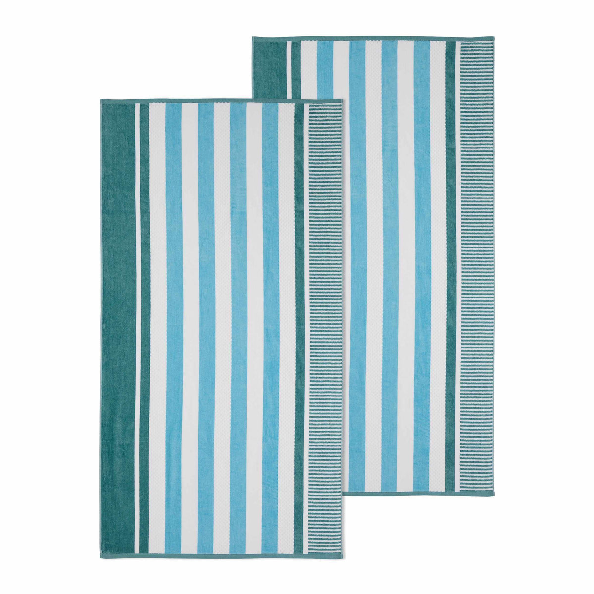 Superior Cotton Oversized Striped 2-Piece Beach Towel - Aero Blue