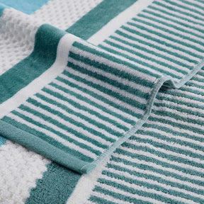 Superior Cotton Oversized Striped 2-Piece Beach Towel - Aero Blue