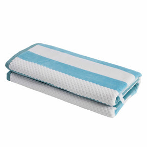 Superior Cotton Oversized Striped 2-Piece Beach Towel - Aero Blue