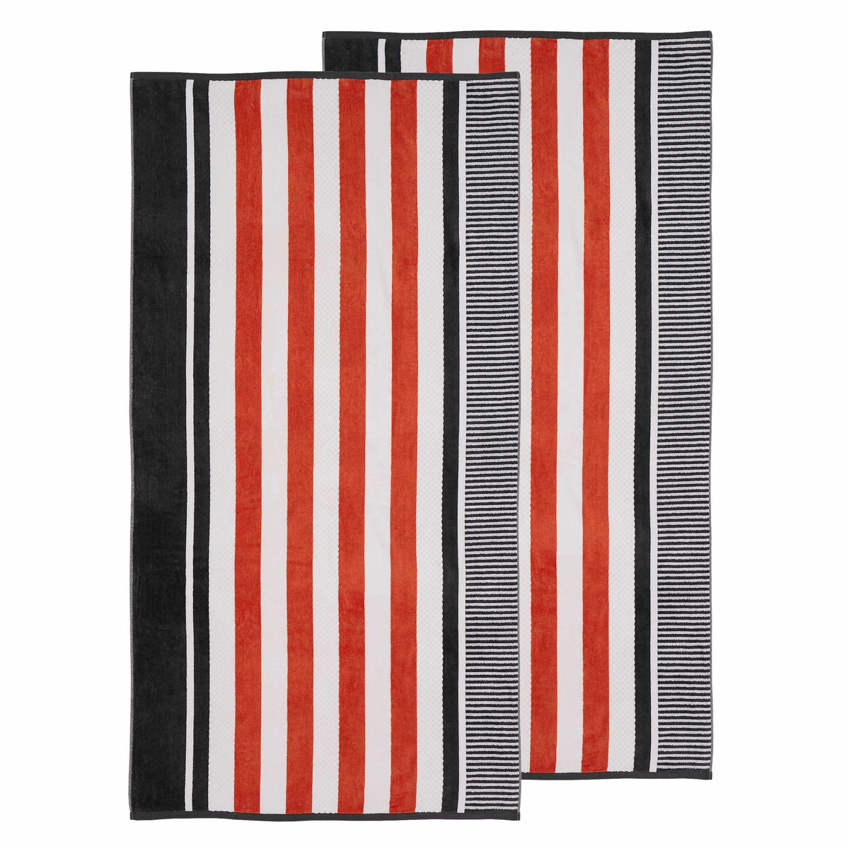 Superior Cotton Oversized Striped 2-Piece Beach Towel - Castlerock