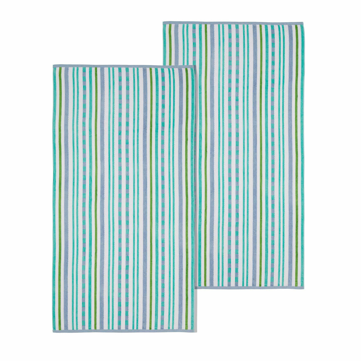 Superior Stripe Cotton Oversized Medium Weight 2 Piece Beach Towel Set - Blue Violet