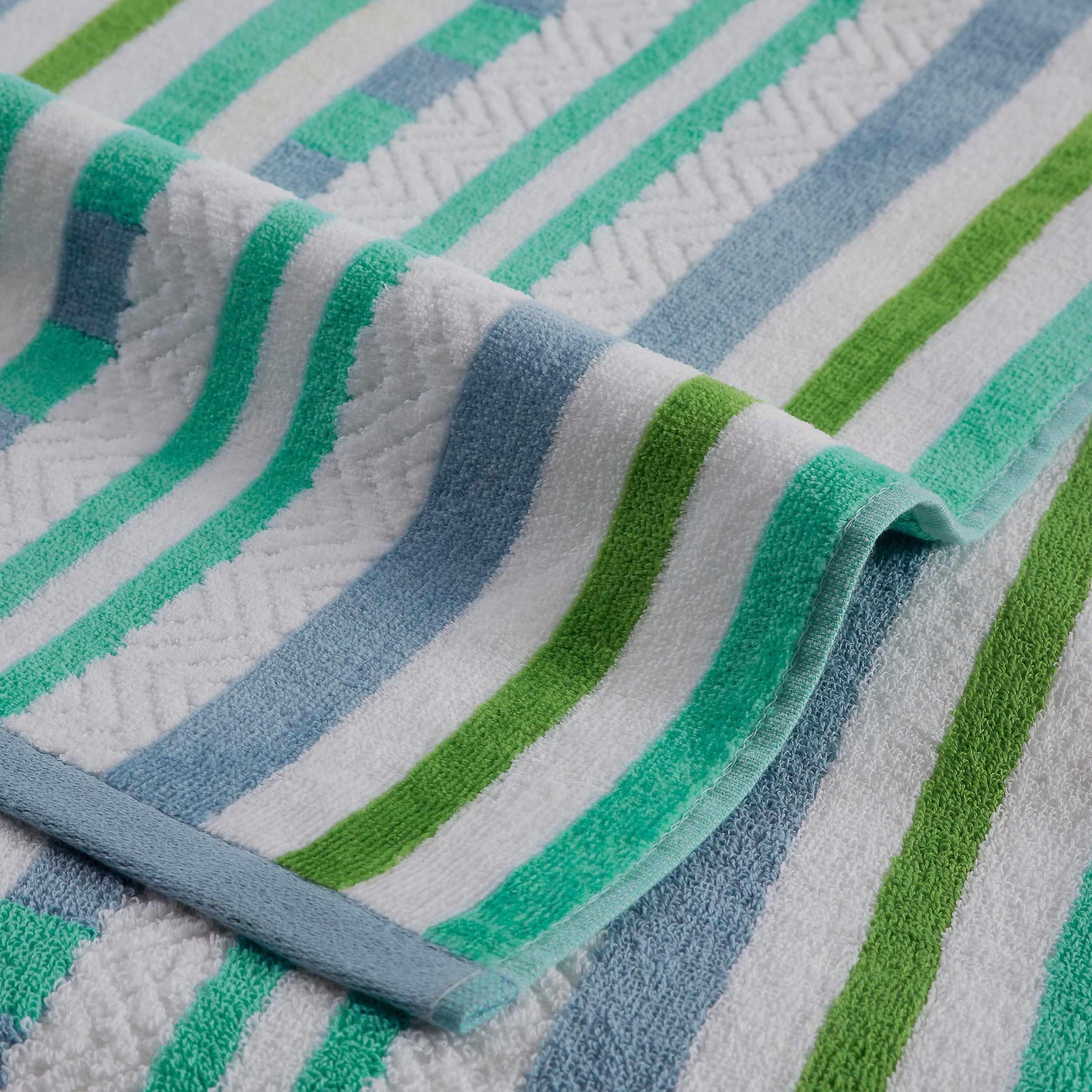 Superior Stripe Cotton Oversized Medium Weight 2 Piece Beach Towel Set - Pear