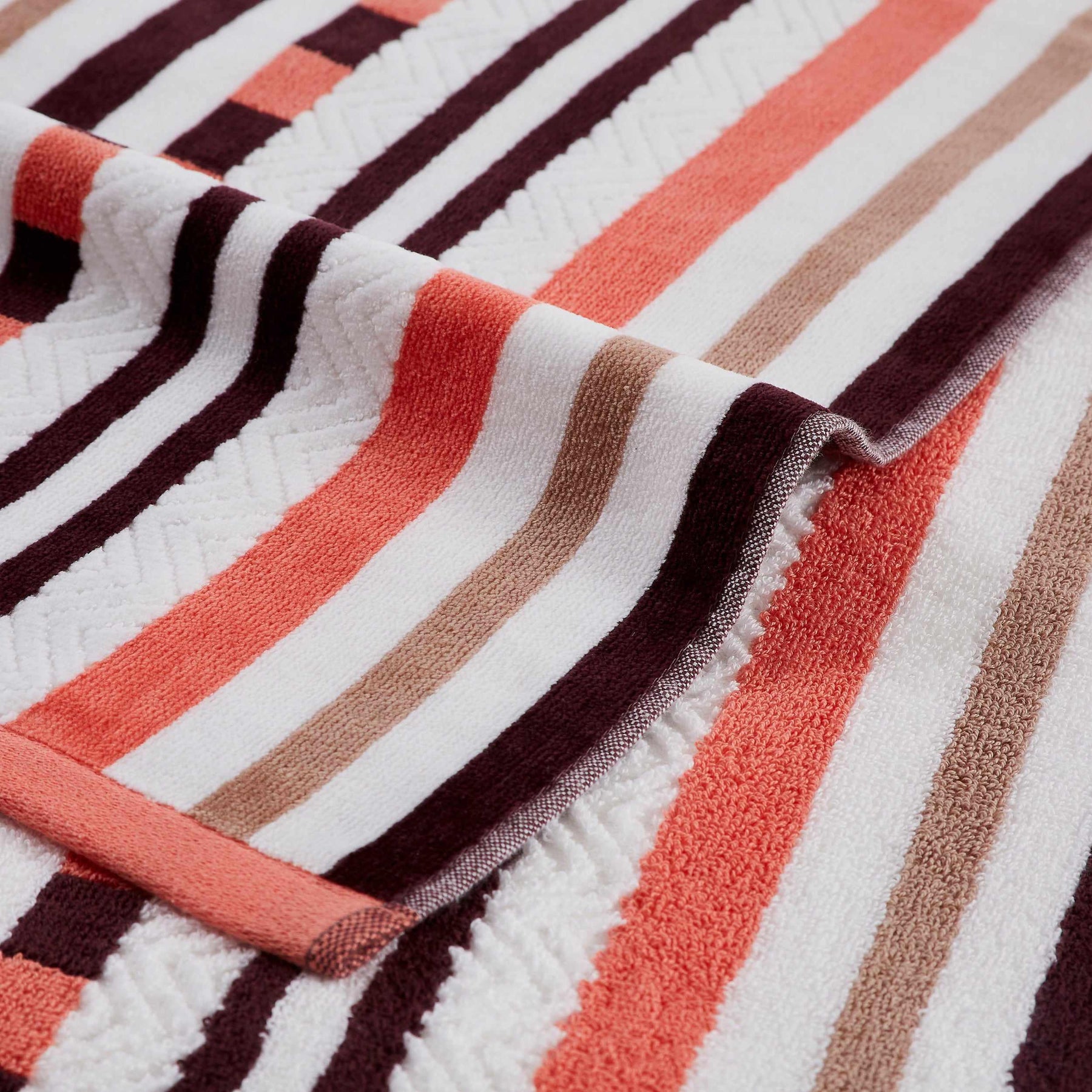 Superior Stripe Cotton Oversized Medium Weight 2 Piece Beach Towel Set - Red