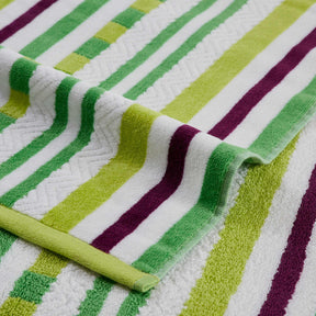 Superior Stripe Cotton Oversized Medium Weight 2 Piece Beach Towel Set  - Pear