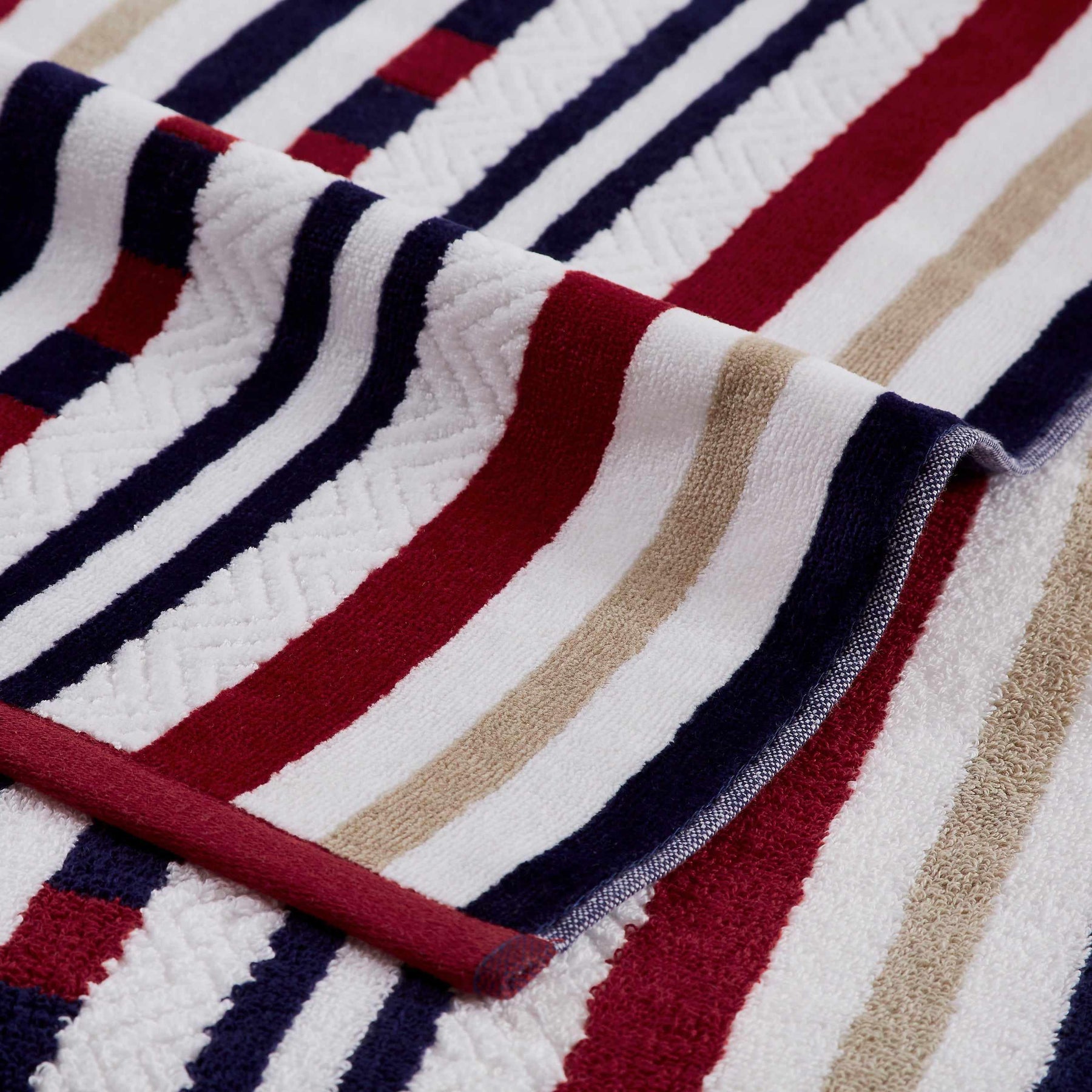 Superior Stripe Cotton Oversized Medium Weight 2 Piece Beach Towel Set  - Red