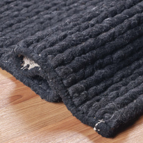 Superior Aero Hand-Braided Wool Indoor Area or Runner Rug - Black