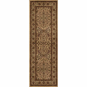 Traditional Oriental Floral Scroll Power-Loomed Indoor Area Rug or Runner - Taupe