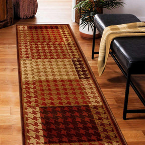 Superior Abstract Checkered Geometric Border Power-Loomed Indoor Area Rug or Runner - Beige