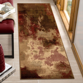 Eclectic Multi-Tone Abstract Rug or Runner - Maroon
