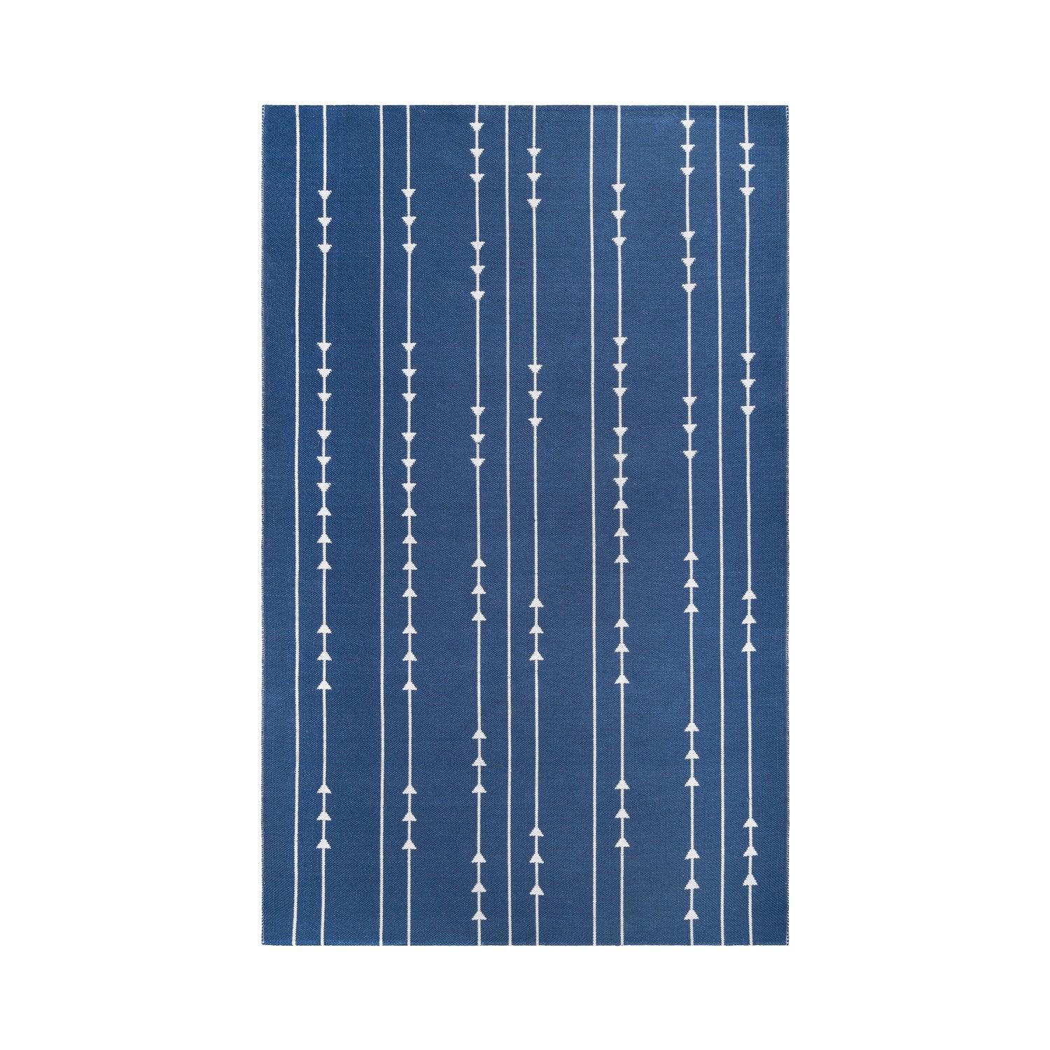  Superior Bohemian Arrow Line Pattern Indoor Outdoor Area Rug- Navy Blue