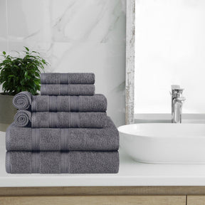 Superior Smart Dry Zero Twist Cotton 8-Piece Assorted Towel Set - Grey