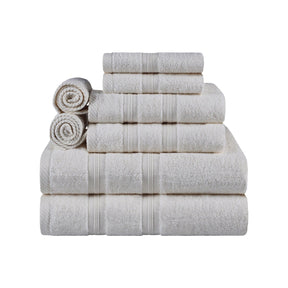 Superior Smart Dry Zero Twist Cotton 8-Piece Assorted Towel Set - Ivory