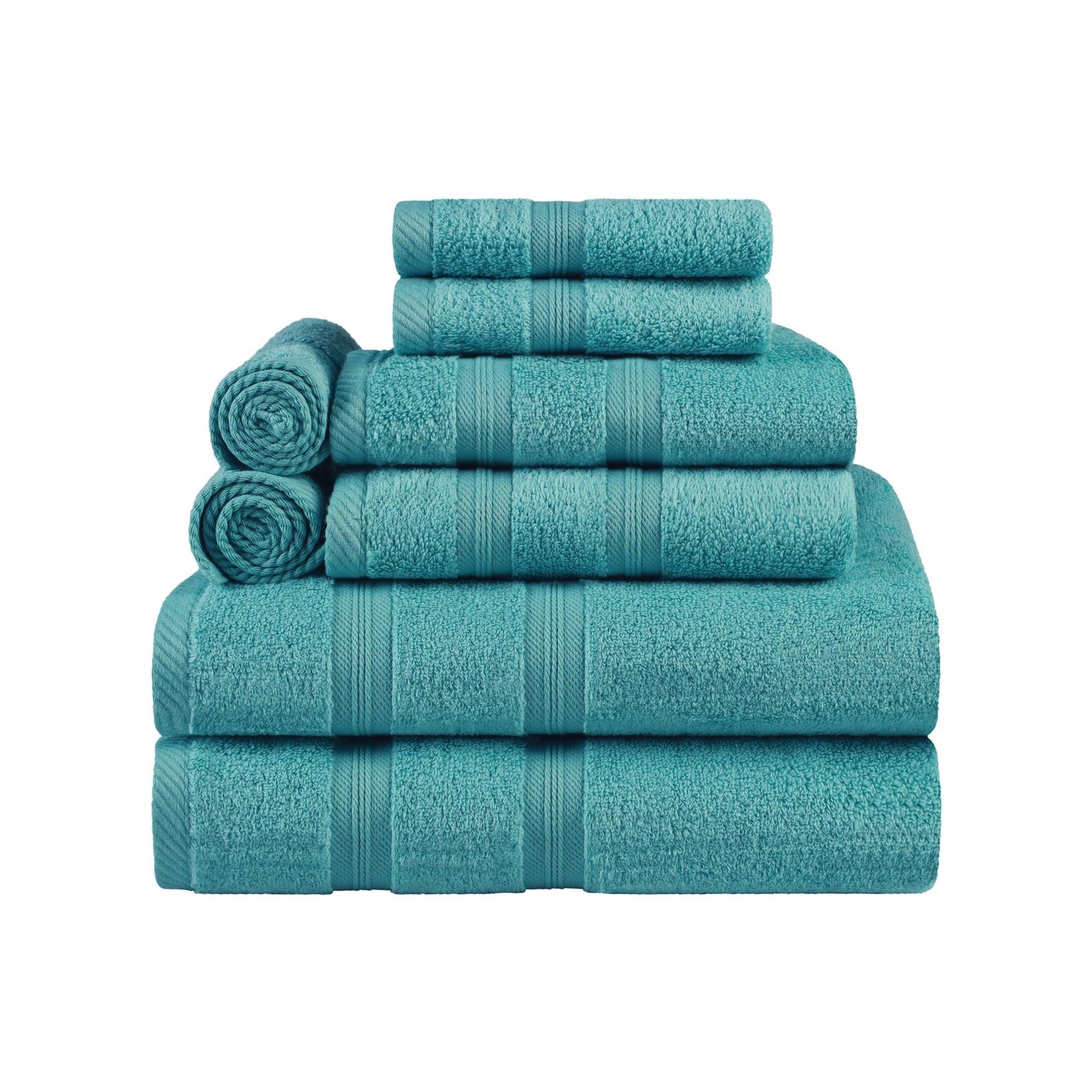 Superior Smart Dry Zero Twist Cotton 8-Piece Assorted Towel Set - Turquoise