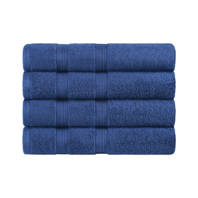 Superior Smart Dry Zero Twist Cotton 4-Piece Bath Towel Set - Navy Blue