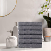 Superior Smart Dry Zero Twist Cotton 6-Piece Hand Towel Set - Grey