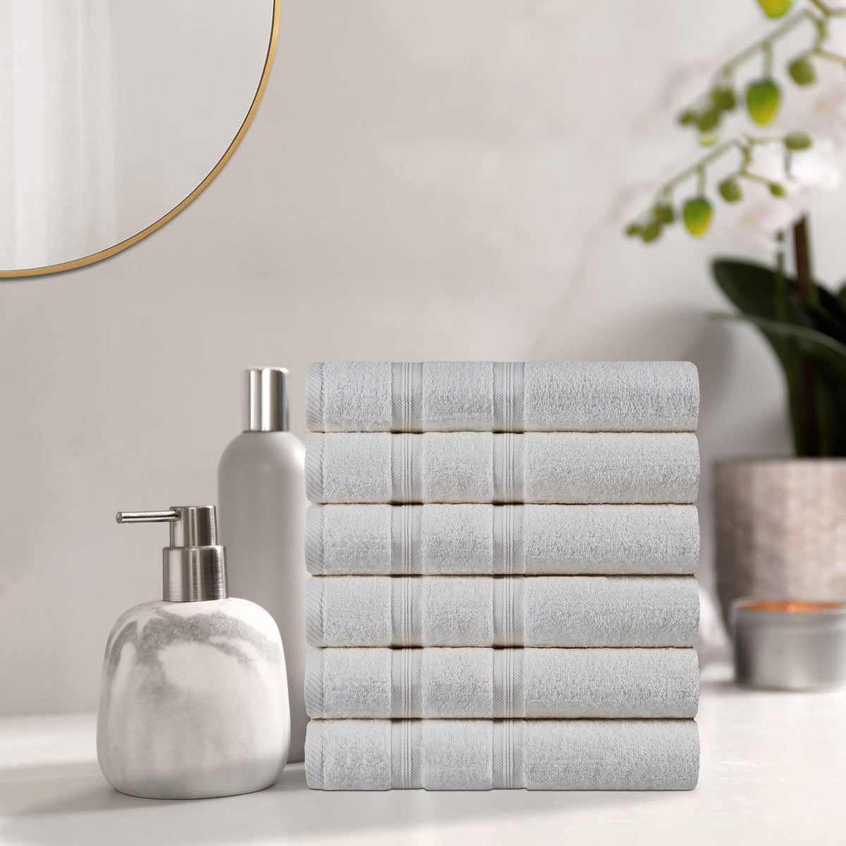 Smart Dry 6 Piece Premium Cotton Plush Hand Towel Set-Towel Set by Superior-Home City Inc