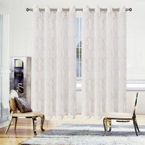 Sheer Lattice Curtain Panels - Champagne