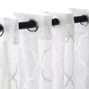 Sheer Lattice Curtain Panels - White