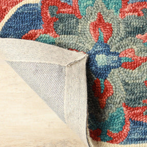  Superior Wool Handmade Floral Colorful Geometric Indoor Area Rug - Blue-rust
