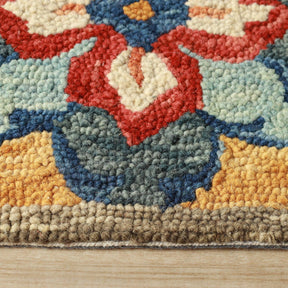  Superior Wool Handmade Floral Colorful Geometric Indoor Area Rug - Cream-Rust