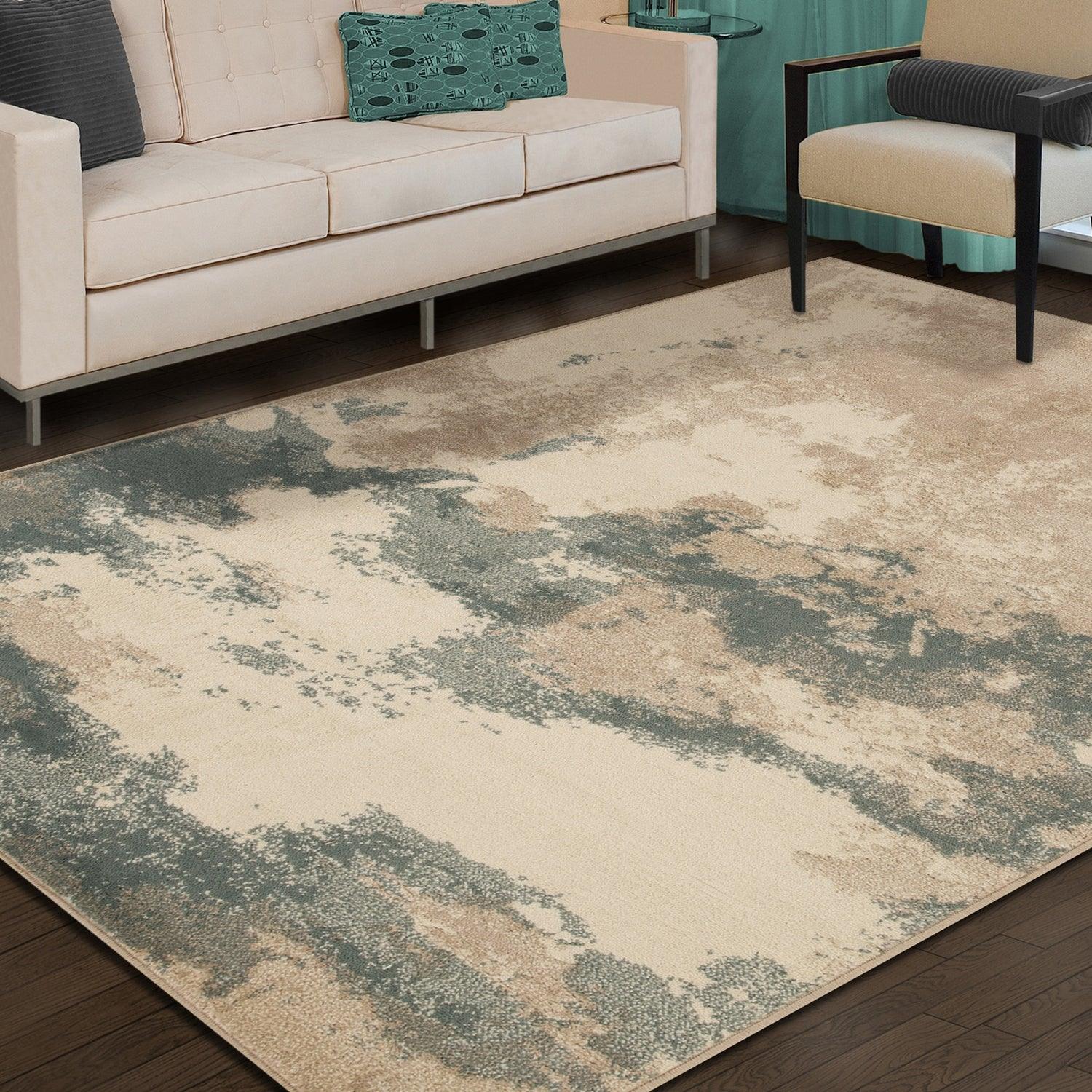 Eclectic Multi-Tone Abstract Rug or Runner - Blue