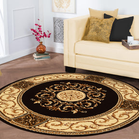  Superior Elegant Medallion Oriental Medallion Traditional Power-Loomed Indoor Area Rug - Coffee