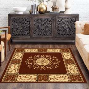  Superior Elegant Medallion Oriental Medallion Traditional Power-Loomed Indoor Area Rug - Toffee