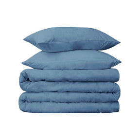  Superior Premium 650 Thread Count Egyptian Cotton Solid Duvet Cover Set -Medium Blue