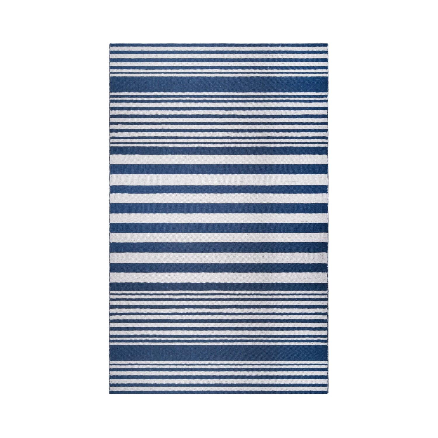  Superior Modern Stripes Large Indoor Outdoor Pattern Area Rug - Navy Blue