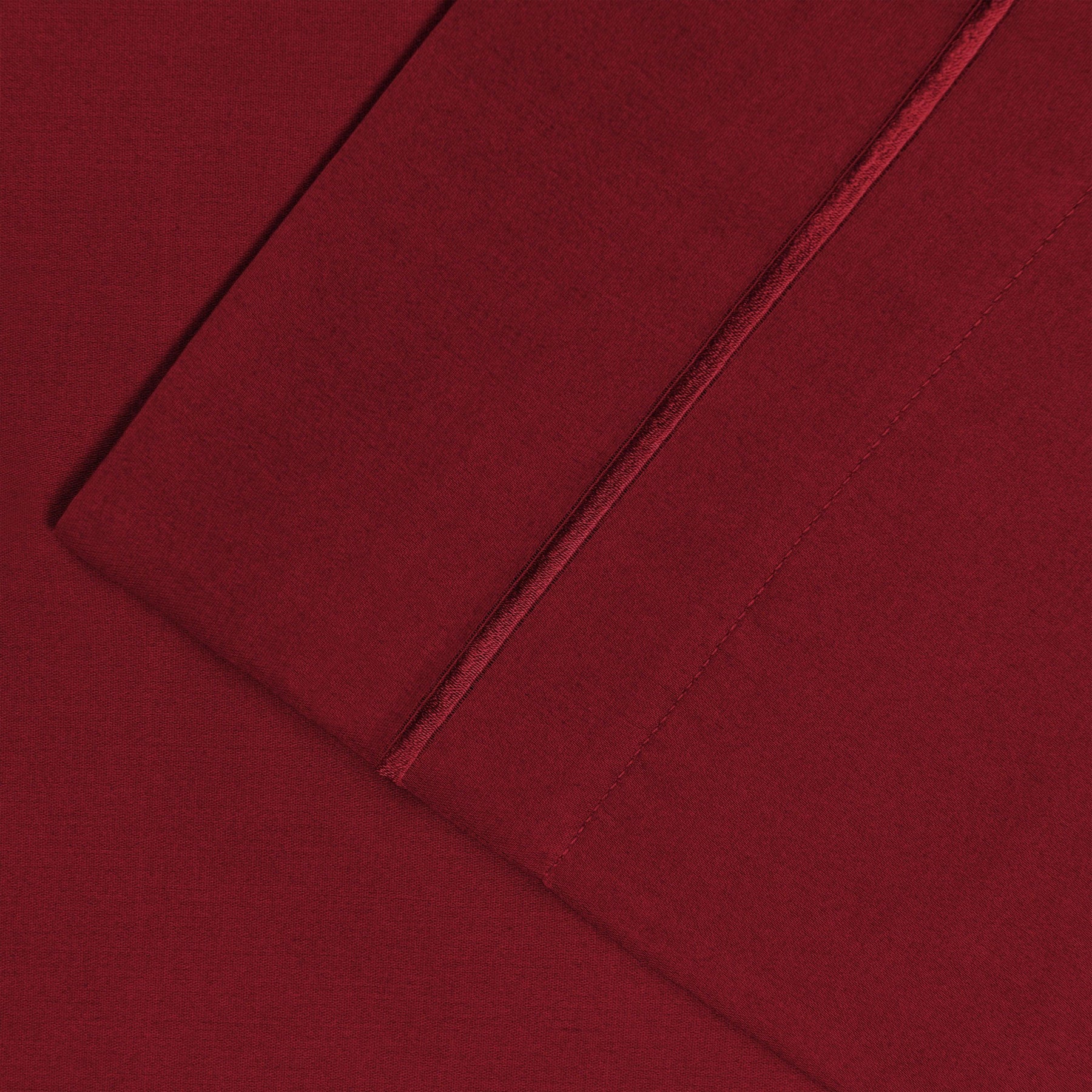  Superior Solid 1500-Thread Count Ultra-Soft Cotton Marrow Stitch Sheet Set - Burgundy