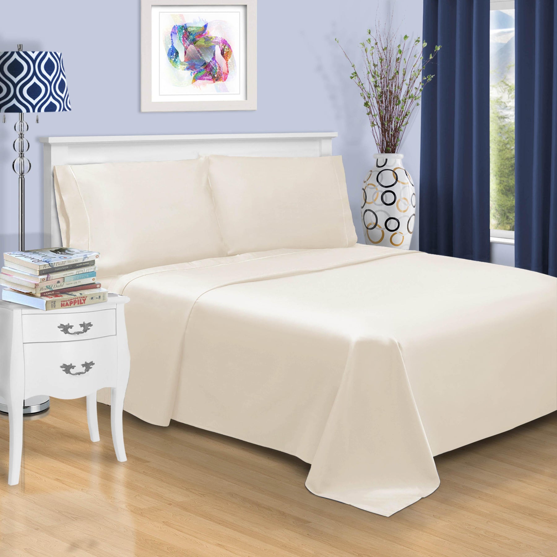  Superior Solid 1500-Thread Count Ultra-Soft Cotton Marrow Stitch Sheet Set - Ivory