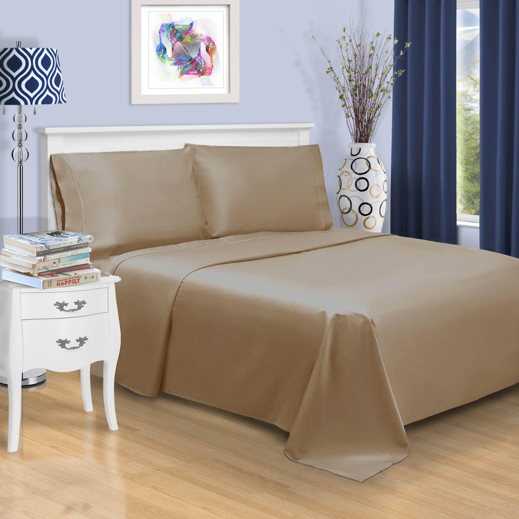  Superior Solid 1500-Thread Count Ultra-Soft Cotton Marrow Stitch Sheet Set - Taupe