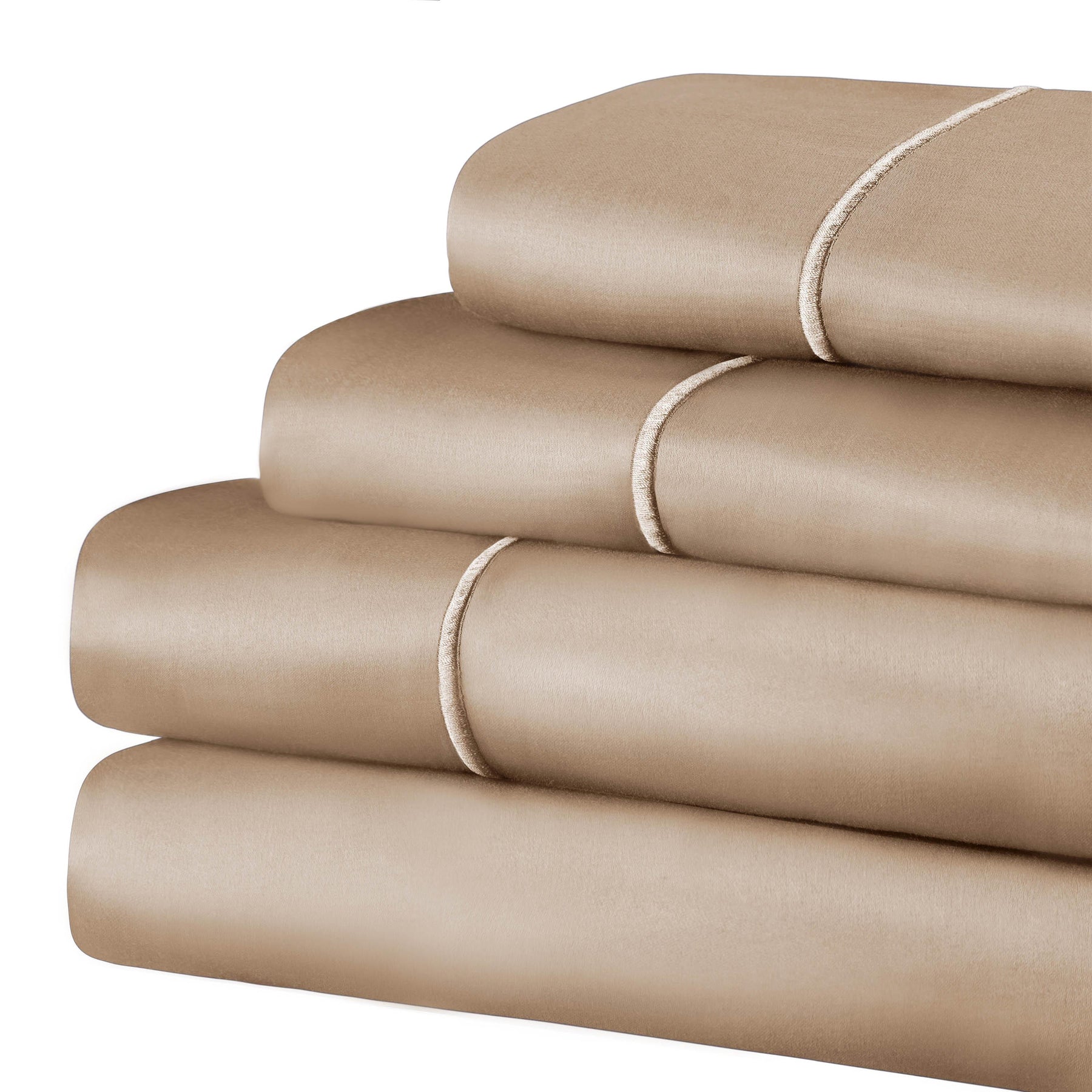 Superior Solid 1500-Thread Count Ultra-Soft Cotton Marrow Stitch Sheet Set - Taupe