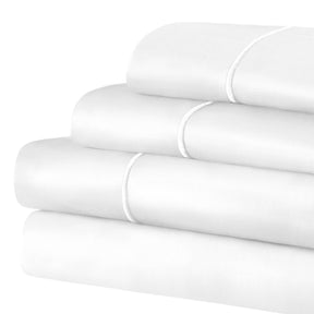 Superior Solid 1500-Thread Count Ultra-Soft Cotton Marrow Stitch Sheet Set - White